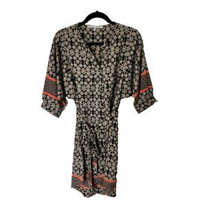 Collective Concepts NWOT M Black Print Tie Waist Shirt Dress